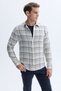 Men's Ecru Plaid Regular Fit Long Sleeve Shirt