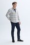 Men's Ecru Plaid Regular Fit Long Sleeve Shirt - 3