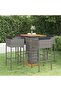 5 Piece Garden Bar Set with Cushions Poly Rattan Grey