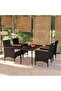 5 Piece Garden Dining Set with Cushions Black