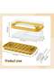 2-Pack Ice Cube Tray with Lid, 64 Moulds for Refrigerator, Yellow with Ice Scoop - 4