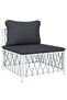 6 Piece Garden Lounge Set with Cushions White Steel - 4