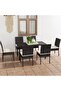 7 Piece Garden Dining Set Poly Rattan Black