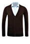 Men's Buttoned Burgundy Cardigan with Pockets Patterned Steel Knit Classic Fit - 5208m