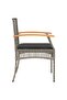 3 Piece Bistro Set with Cushions Grey Poly Rattan Acacia Wood - 5