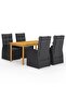 5 Piece Garden Dining Set Black