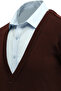 Men's Buttoned Burgundy Cardigan with Pockets Solid Color Steel Knit Classic Fit - 5200m - 3