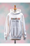 Printed Cotton 3 Thread Oversized White Sweatshirt