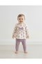 Floral Patterned Bowknot 100% Cotton Baby Girl Set - Long Sleeve Tunic and Soft Ribbed Leggings 6-24 Months