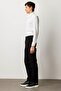 Men's Elastic Waist Side Pocket Cotton Trousers Black - 2