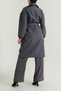 Women's Double-neck Collar Waist Balloon Sleeve Trench Coat - 4