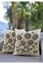 Punch Embroidery Look Digital Printed Gray Color Summer Themed Floral 2-Piece Throw Pillow Cover Set - 2