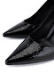 Women's Faux Leather Black Crocodile Heeled Shoes - 3