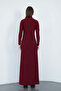 Dora Women's Maxi Length Turtleneck Sandy Dress-Burgundy - 3