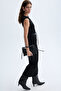 Women's Black Straight Cut Sleeveless Long Dress - 4
