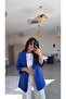 Cobalt Blue Sleeves Layered Lined Jacket