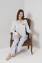 Women's Blue Color Floral Pattern Buttoned Collar Long Sleeve Pajama Set C6T0N91 - 4