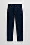 Men's High Waist Wide Leg Navy Blue Jeans - 4