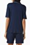 Natural Comfort Lyocell Luxury Pajama Set Navy Blue Contrast Trim Design - 3