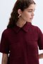 Women's Burgundy Pocket Detailed Tweed Mini Dress - 5