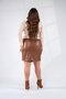 121893 Women's Plus Size Side Tie Faux Leather Skirt Brown - 4