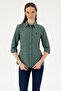 Women's Dark Green Long Sleeve Basic Shirt 50316711-VR079 - 3
