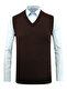 Men's Plus Size V-Neck Burgundy Sweater Patterned Steel Knit Classic Fit - 5208Hb