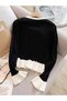 Women's Black and White Ribbon Detailed Buttoned Knitwear Cardigan - 3