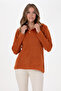 Women's Copper V-Neck Zippered Sweater 50308331-Vr182