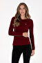 Women's Burgundy Crew Neck Basic Sweater 50307728-Vr014 - 3