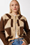 Patterned Soft Textured Knitwear Cardigan Lbp0030 Brown Beige - 3