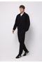 Loose Fit Mid Waist Straight Men's Black Sweatpants - 3