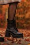Women's Lace-Up Platform Heeled Boots - 3