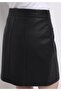 Mini Straight Zippered Women's Black Skirt - 6