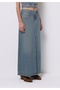 Regular Fit Straight Zippered Women's Blue Skirt - 4