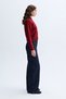 Women's Burgundy Stand Collar Sweater - 3