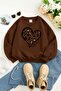 3 Yarn Combed Cotton Leopard Heart Printed Unisex Children's Sweat