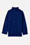 Women's Blue Turtleneck Oversize Sweater - 4