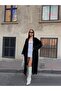 Shawl Collar Folded Wide Long Sleeve Self Textured Thick Full Length Knitwear Cardigan Winter Comfortable - 4