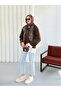 Double-Breasted Collar Short Trench Coat 999001 - Brown - 3