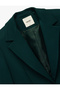 Buttoned Double Breasted Long Sleeve Gabardine Fabric Blazer Jacket with Pockets - 5