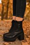 Women's Lace-Up Platform Heeled Boots - 2