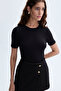 Women's Burgundy Crew Neck Oversize Short Sleeve Knitwear Sweater