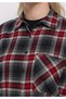 Regular Fit Shirt Neck Plaid Women's Burgundy Long Sleeve Shirt - 4