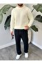 Men's Oversized Lightweight Loose Knitwear Self-Striped Crew Neck Knitted Sweater - 4