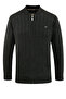 Men's Plus Size Lined Knitwear Dark Gray Coat High Neck Steel Knit Pattern Classic Fit - 5209Tb