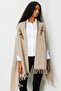 Women's Embroidered Collar, Sleeves Through, Large Wool Poncho, Dark Beige - 2