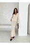 Long Sleeve Pocketed Button Detail Women's Knitwear Long Skirt Suit - 2