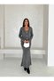 Long Sleeve Pocketed Button Detail Women's Knitwear Long Skirt Suit