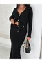 Long Sleeve Pocketed Button Detail Women's Knitwear Long Skirt Suit - 5
